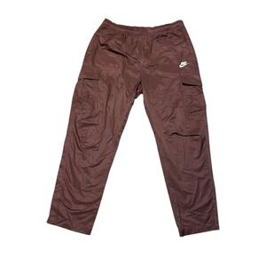 Nike Mens Sportswear Woven Cargo Pants Cacao Brown XL Elastic Waist Utility